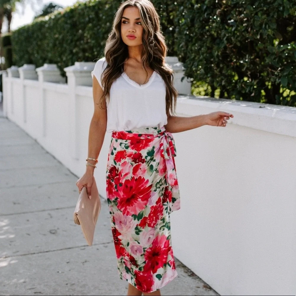 VICI Glasshouse floral satin wrap mini BOUTIQUE skirt S - Picture 1 of 7